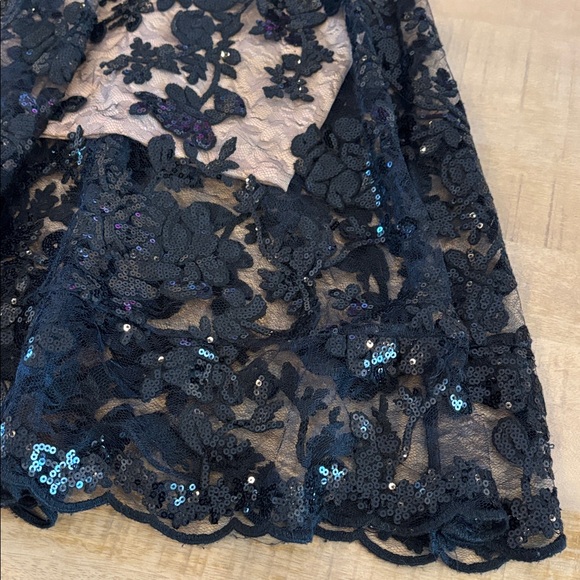 Dress the Population Women's Audrey Floral Applique Lace Mini Dress Large Black - Picture 6 of 14